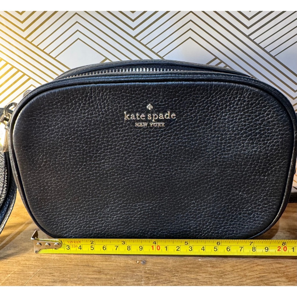 Kate Spade New York Pebbled Leather Camera Crossbody Bag Black Tassel WKRU5390